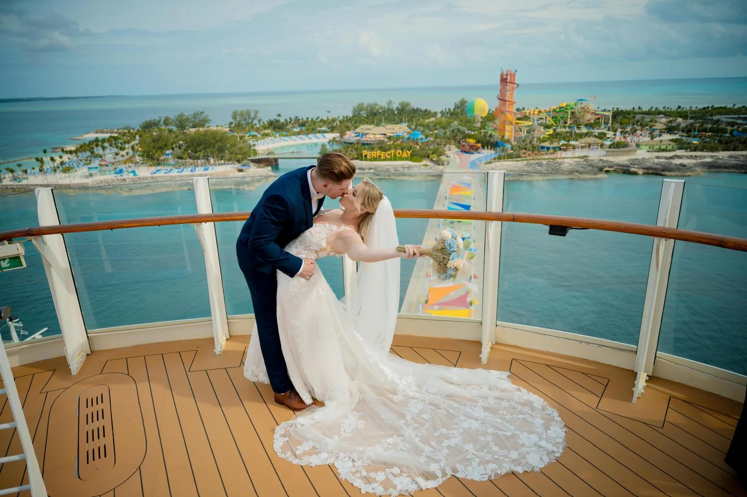 Cruise wedding couple aboard a Royal Caribbean ship
