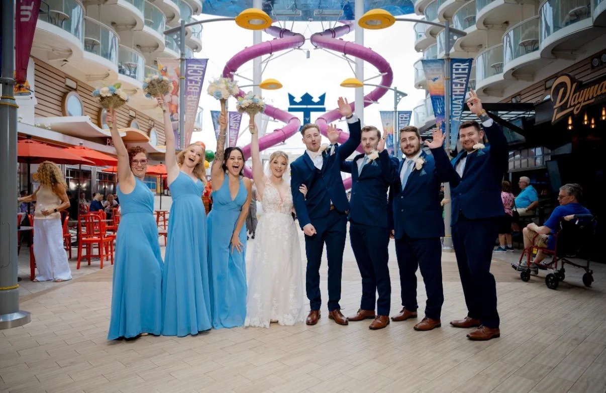 Wedding party on a cruise ship